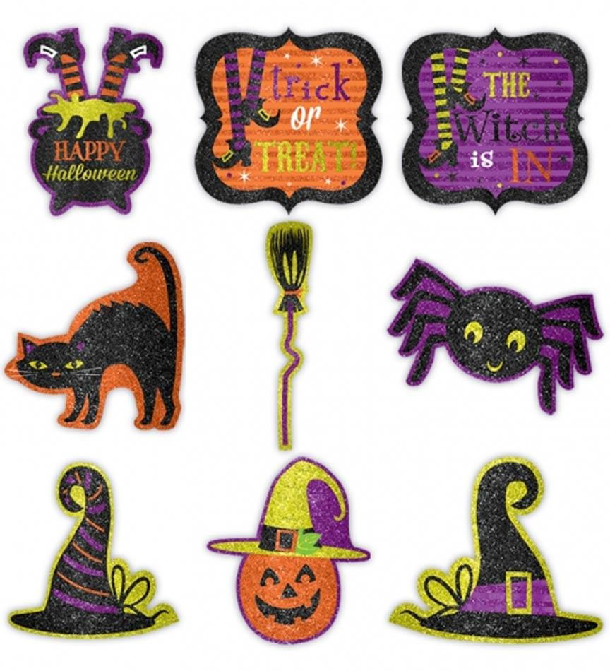 Witches Crew Glitter Cutout Pack 9pcs by Amscan 190438 from Karnival Costumes