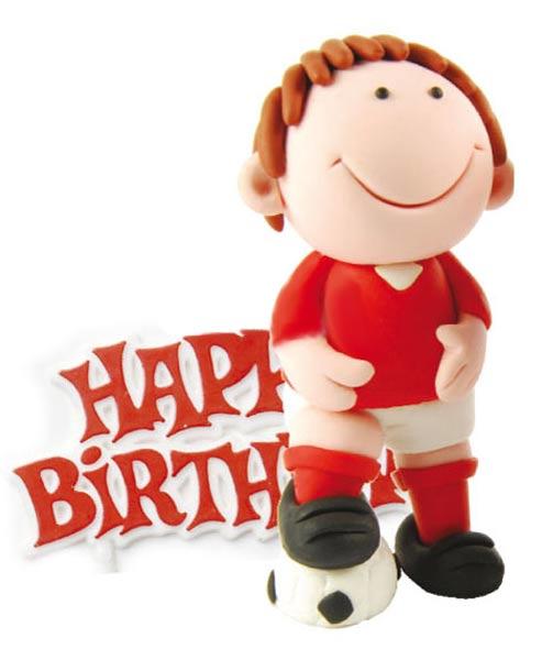 Small Cake Decoration Red Footballer from a collection at Karnival Costumes