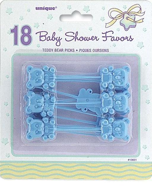 Pack of 18 3" tall Blue Teddy Bear Party Picks for your buffet table or cup cakes. By Unique item: 13651 these are available from Karnival Costumes