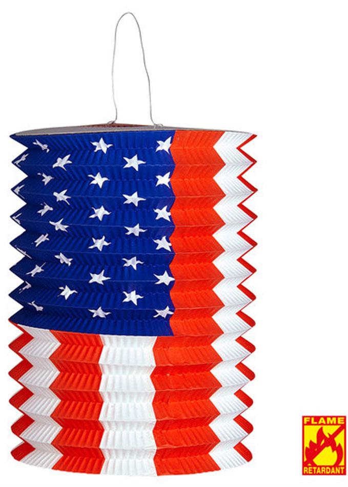 Stars and Stripes USA Lantern approx 28cm in flame retardant materials by Widmann 02501 available from Karnival Costumes online party shop