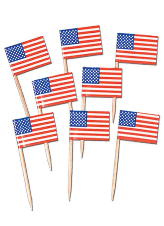 Pack 50 USA Flag Patriotic Party Picks by Beistle 60100 available here at Karnival Costumes online party shop