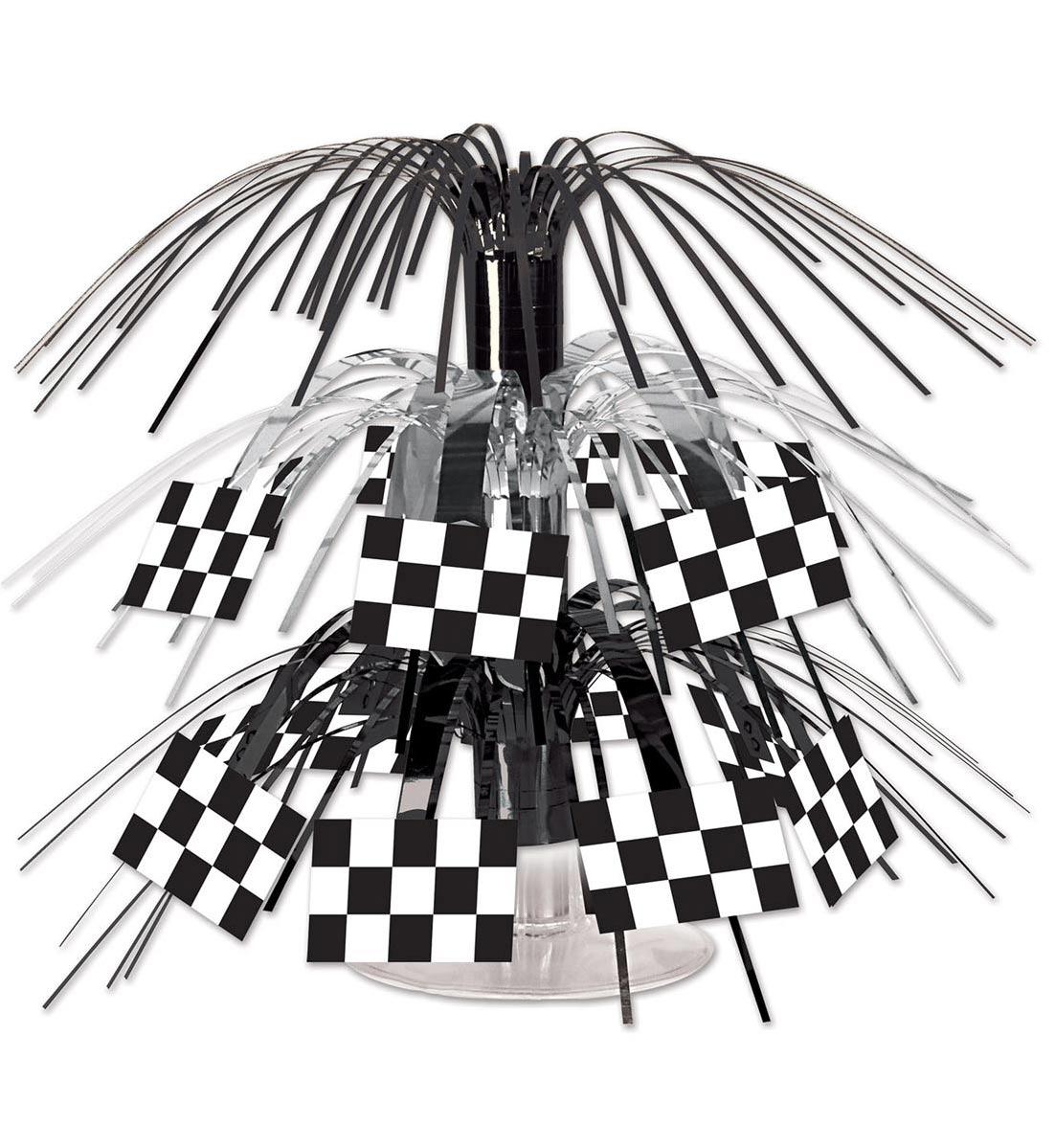 Checkered Flag Mini Cascade Centerpiece by Beistle 54602 available here at Karnival Costumes online party shop