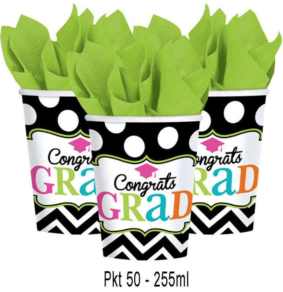 Graduation Cups Big Dream catering pack of 50x 255ml Hot / Cold paper cups by Amscan 681377 available here at Karnival Costumes online party shop