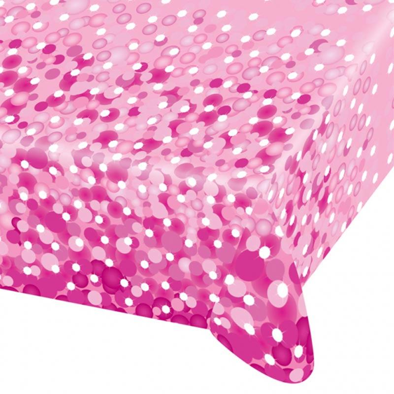Pink Sparkle Party Plastic Tablecover - 1.8m x 1.2m by Amscan 551774 available here at Karnival Costumes online party shop