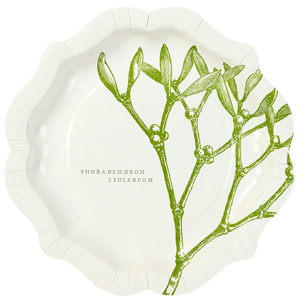 Botanical Christmas Plates with Mistletoe Design by Talking Tables BC-PLATE-MED available here at Karnival Costumes online Christmas party shop