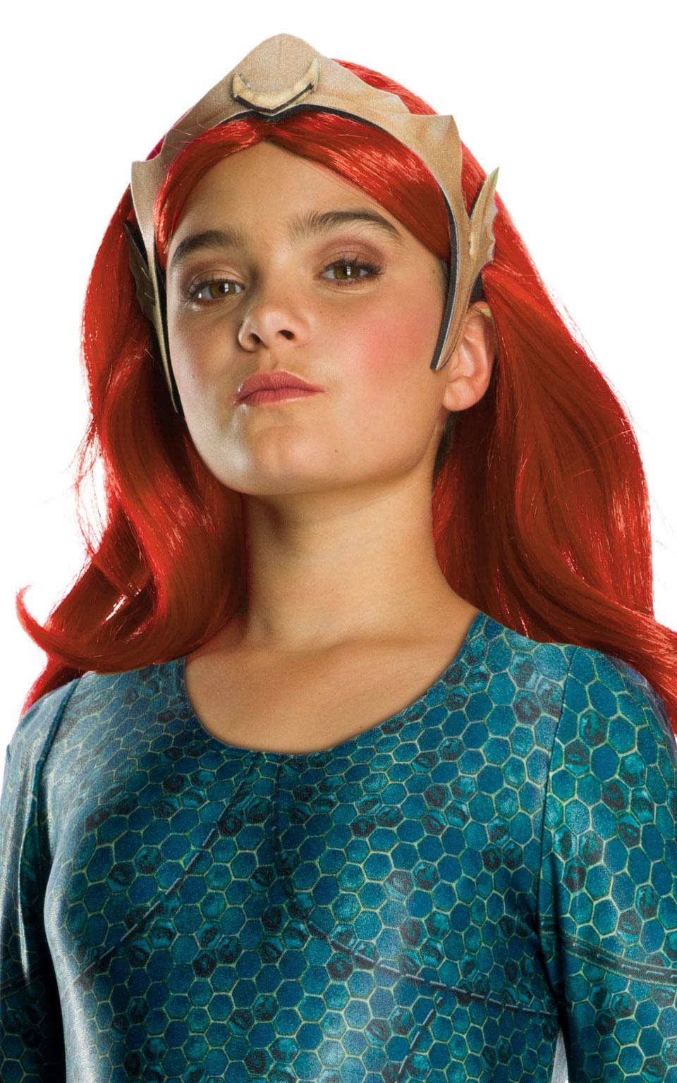 Close up view of our deluxe Mera Fancy Dress Costume for Girls from the Aquaman film, by Rubies 641366 available here at Karnival Costumes online party shop