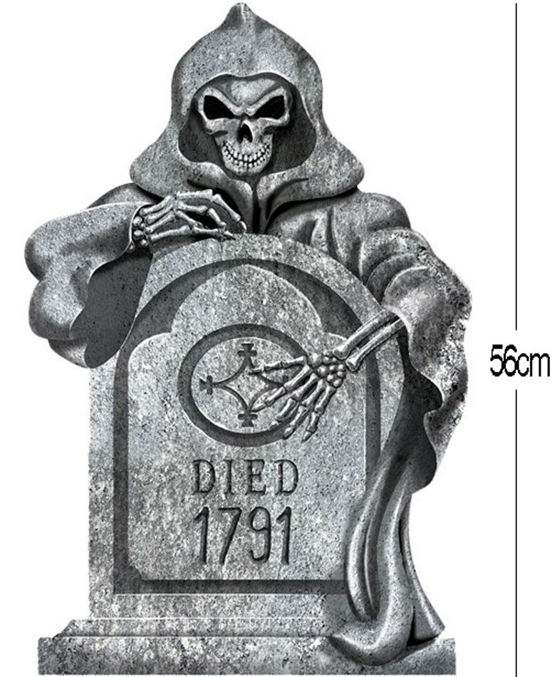 Grim Reaper Tombstone - 56cm Halloween Graveyard Prop by Amscan 190767 available in the UK here at Karnival Costumes online party shop