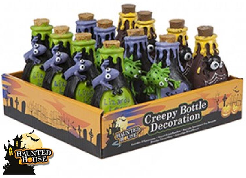 Pack of 3 polyresin Halloween Potion Bottles by PMS 976094 available here at Karnival Costumes online Halloween party shop