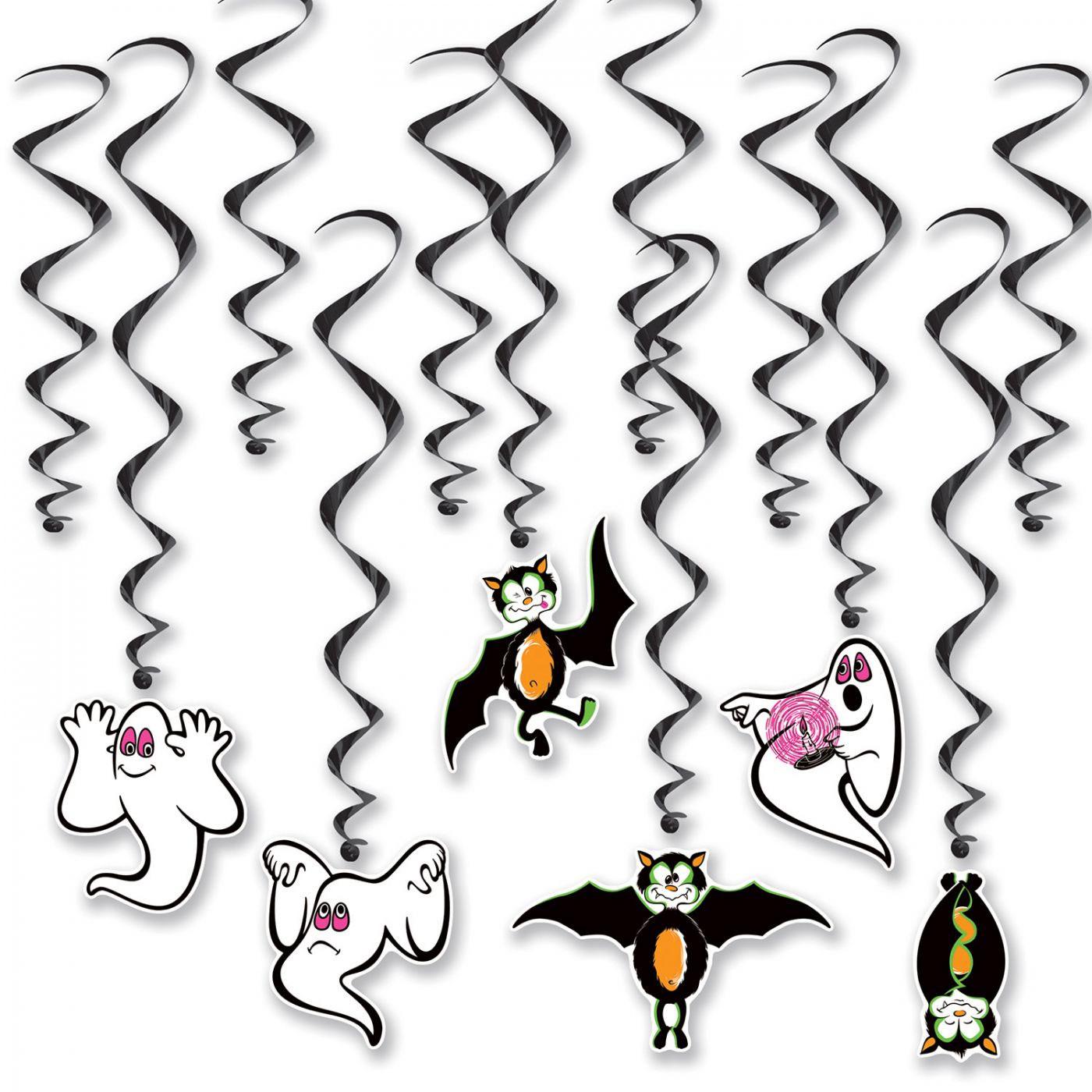 Vintage or Retro Family Friendly Halloween Whirls (12pc) by Beistle 01455 available in the UK here at Karnival Costumes online party shop