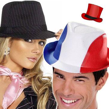 Fedora style character costume hats for adults. Great range including gangster hats and national country colours all available here at Karnival Costumes online party shop