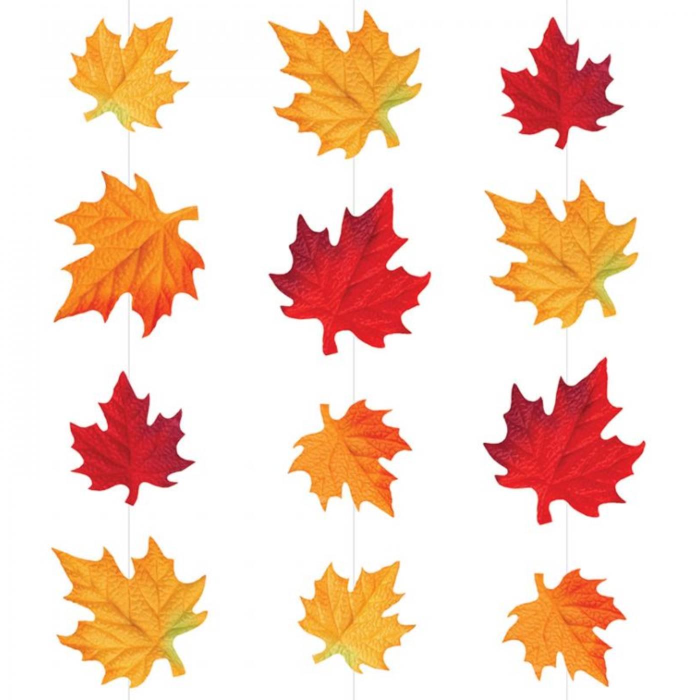Close up of our deluxe fabric autumn leaves stringer decorations pack 3pcs 10ft long by Beistle 90016 available here at Karnival Costumes online party shop