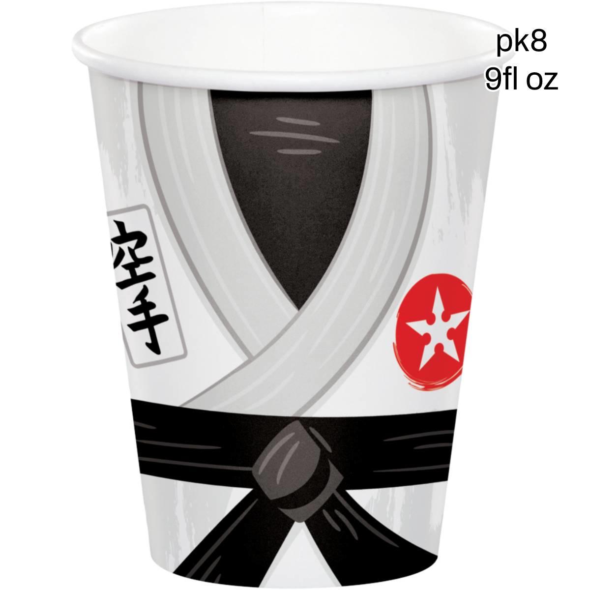 Pk8 9fl oz Karate themed party cups by Creative Converting 346247 available here at Karnival Costumes online party shop