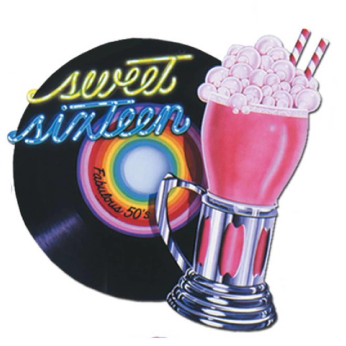 Sweet Sixteen Milkshake from our selection of 4 Fabulous 50's Cutouts Party Decorations by Beistle 55751 from Karnival Costumes online party shop