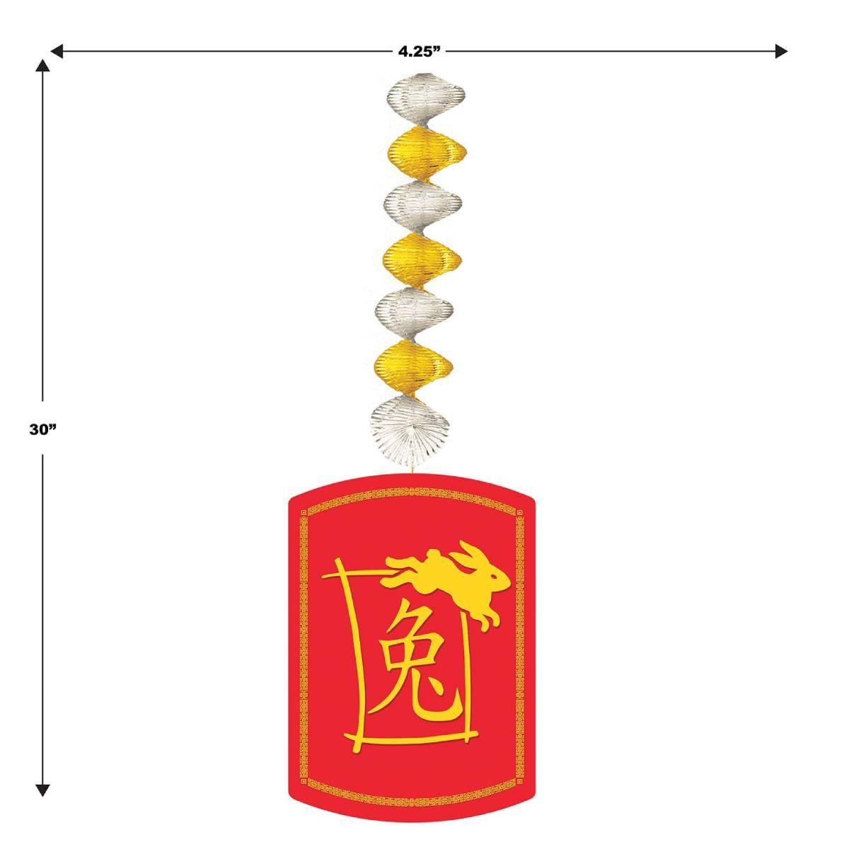 Pack of two Deluxe 2023 Year of the Rabbit Dangler Decorations 30" by Beistle 54864_RAB available here at Karnival Costumes online party shop
