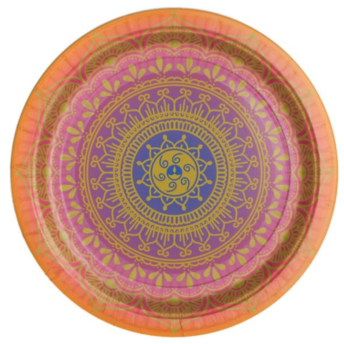 Design two from our pack of 8x Diwali Celebration 23cm Paper Plates in 3 Designs by Amscan 9914458 available here at Karnival Costumes online party shop