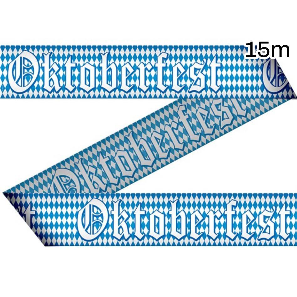 15m roll of Bavarian Oktoberfest Party Tape by Folat 20985 available here at Karnival Costumes online Oktoberfest party shop