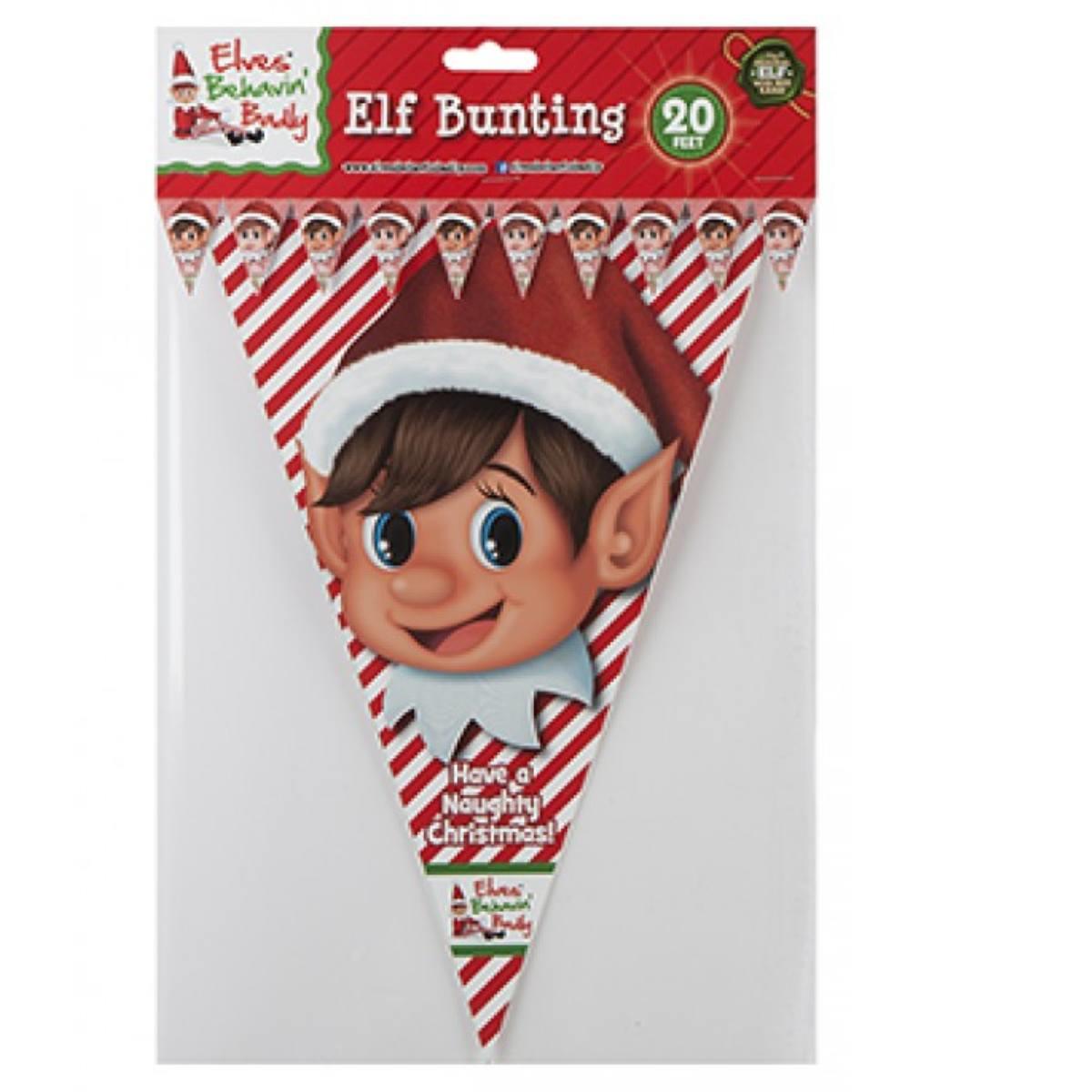 Elves Behavin Badly Design Pennant Bunting 20ft x 30cm by PMS 503061 available here at Karnival Costumes online party shop