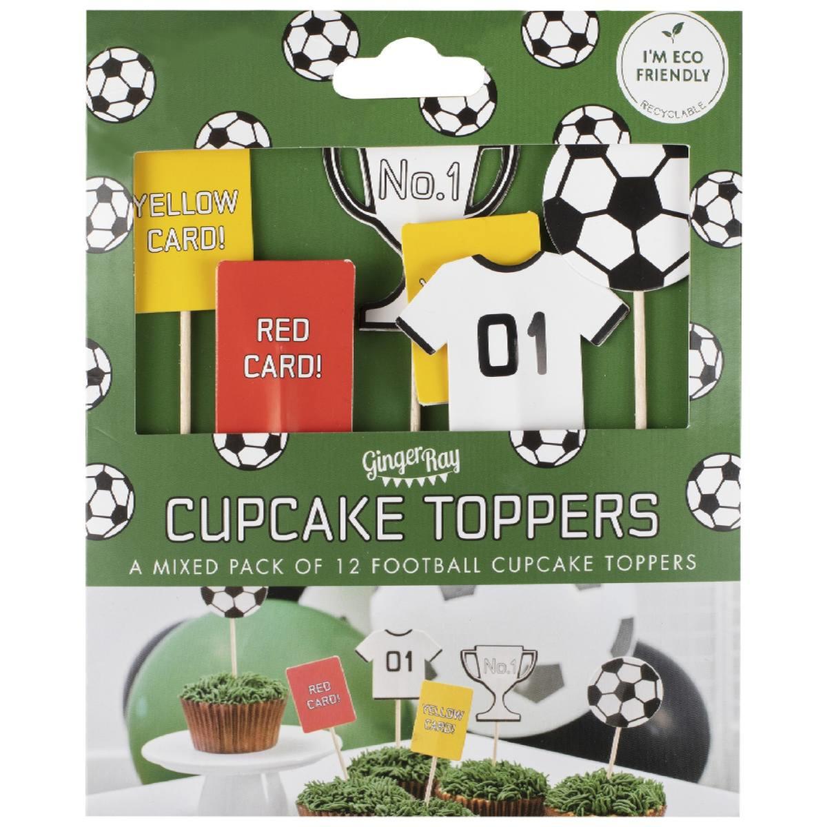 Packaging for our Football Themed Cupcake Toppers pk12 by Ginger Ray FT-111 available here at Karnival Costumes online party shop