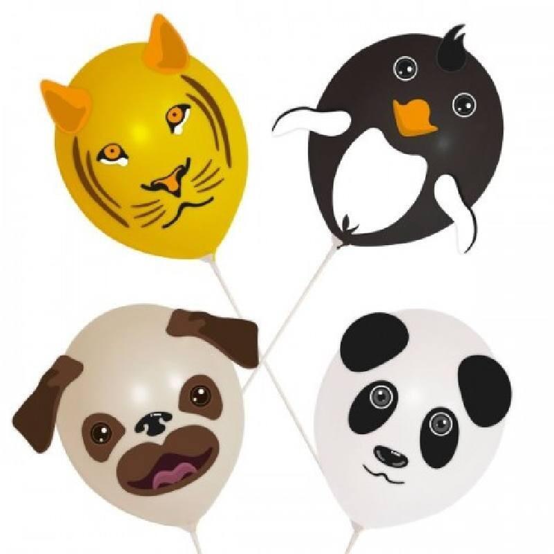 Novelty Balloon Kit Animal Heads pk4 including Penguin, Pug, Lion and Panda by Folat 8579 available here at Karnival Costumes online party shop
