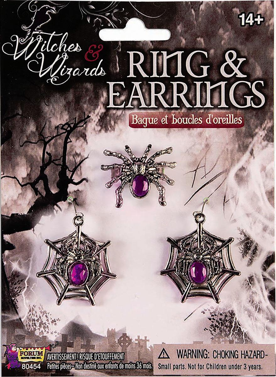 Spider Ring and Web Earrings Halloween Jewellery by Forum Novelties 80454 avaialble here at Karnival Costumes online party shop