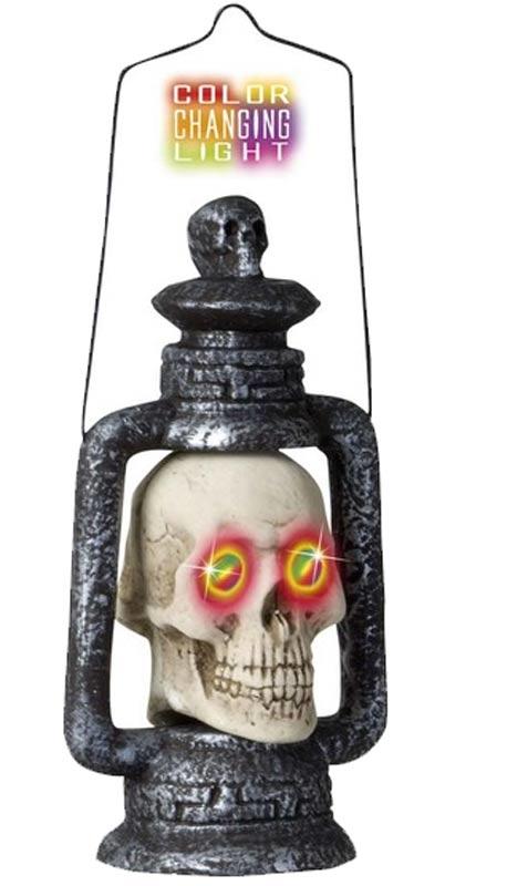 Colour changing light up Skull Lantern by idmann 7827H and available from Karnival Costumes