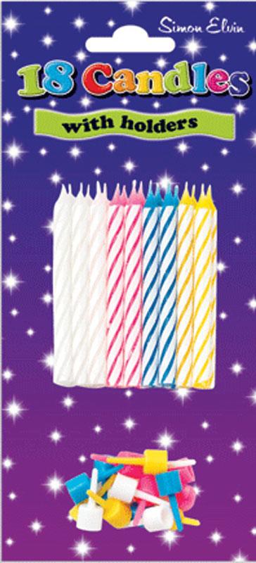 Spiral Cake Candles and Holders 18 Assorted Colours from Karnival Costumes