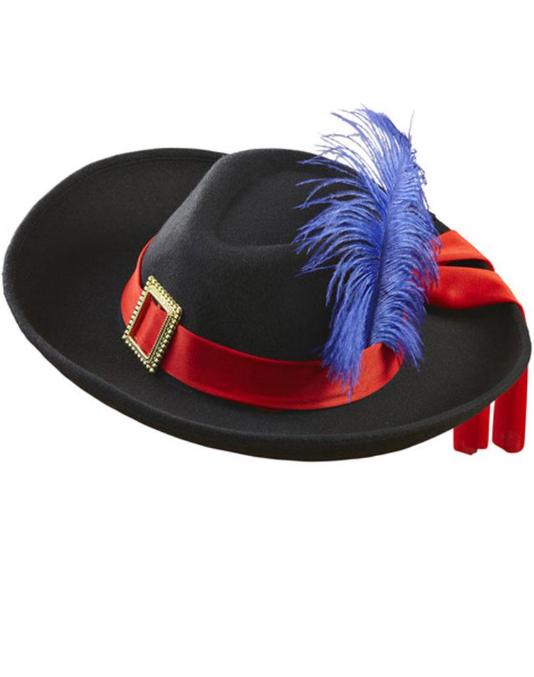 Real Feel Musketeer Hat with Feather by Widmann 0600W available from Karnival Costumes