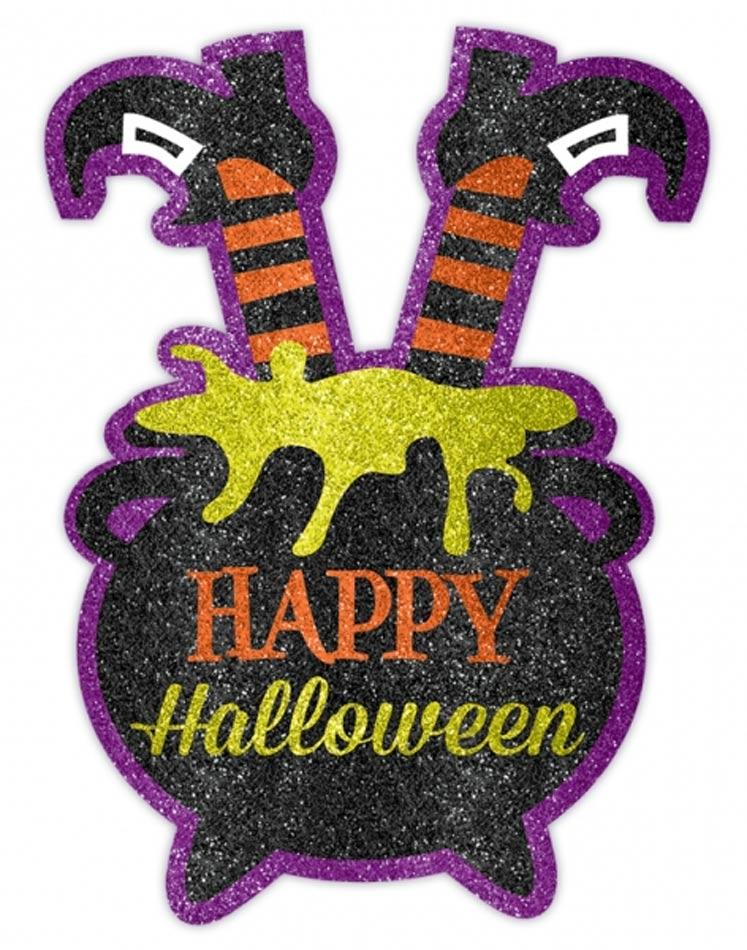Witches Crew Glitter Cutout Cauldron from a pack of 9pcs by Amscan 190438 from Karnival Costumes