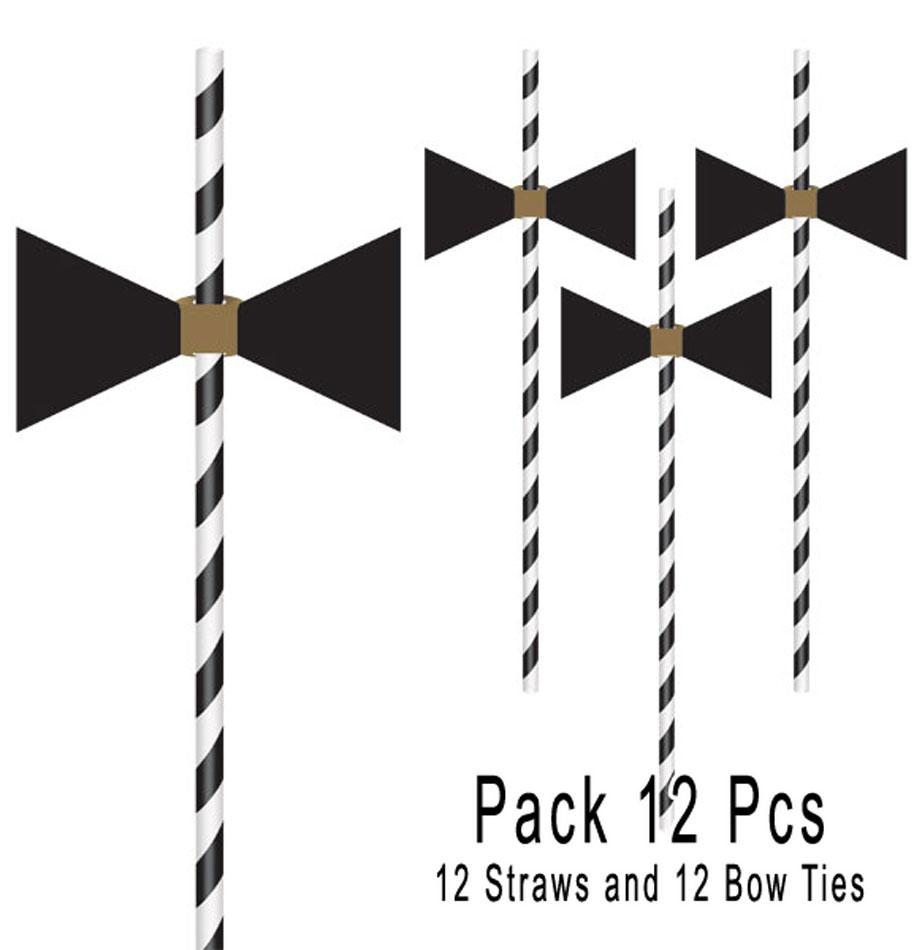 Pack of 12 spohisticated Bow Tie Straws for New Years Eve and other parties. By Amscan 400086 they are available in the UK from Karnival Costumes