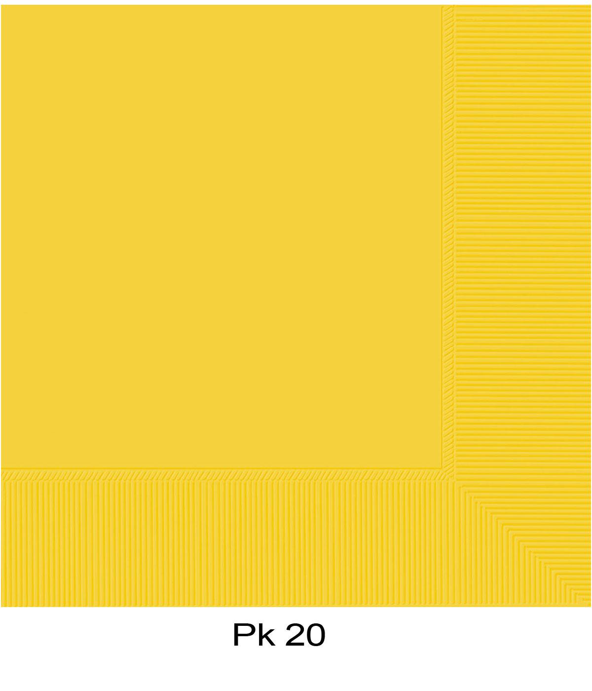 Pack 20 Sunshine Yellow Luncheon Napkins 2ply 33cm by Amscan 51220-09 available here at Karnival Costumes online party shop
