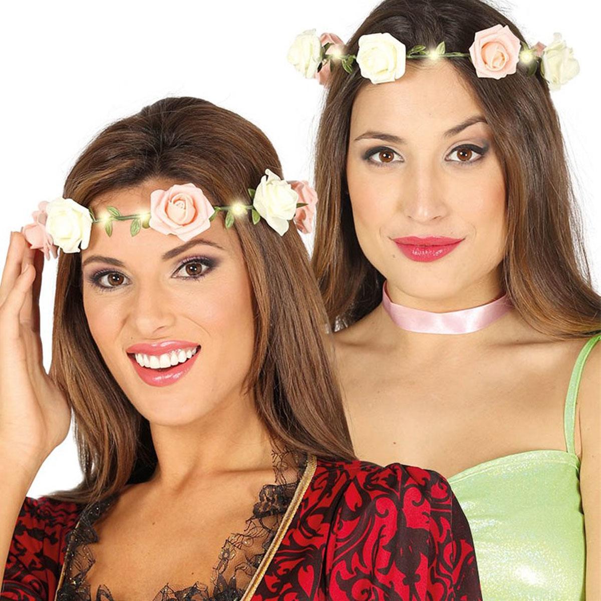 Rose Headband with Lights by Guirca 17489 available in the UK here at Karnival Costumes online party shop