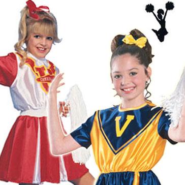 Collection of cheerleading and majorette fancy dress costumes for children. Great range of styles plus accessories available here at Karnival Costumes online party shop