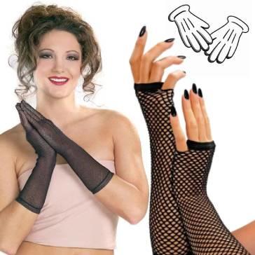 Fishnet costume gloves includes fingerless styles as well. Great selection for a number of costume themes and role-play. Available here at Karnival Costumes online party shop