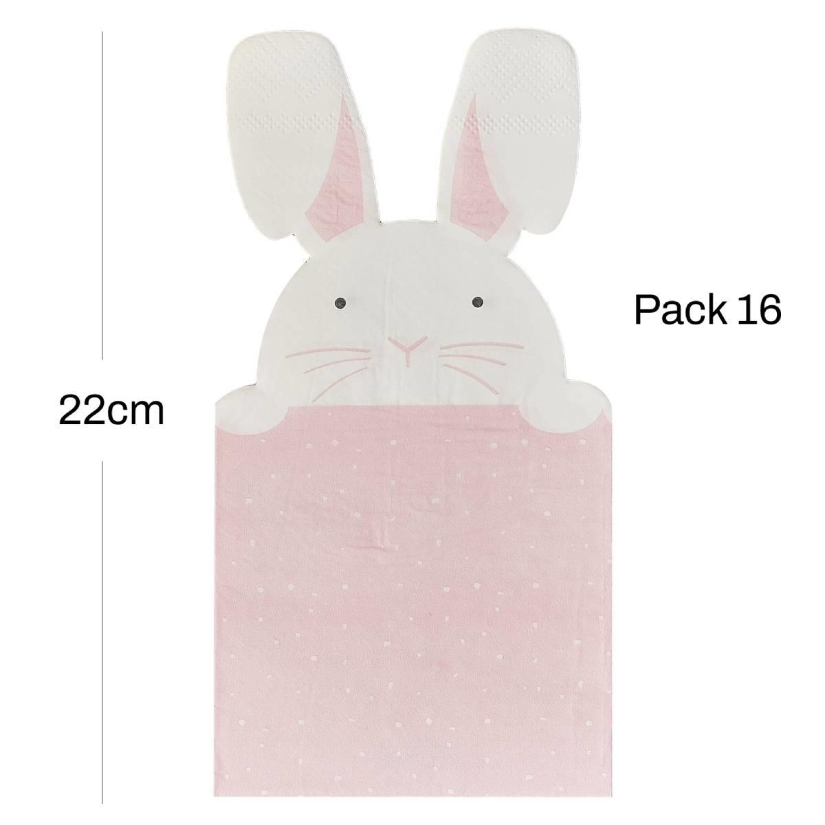 Pk 16 Eggciting Easter Peeking Bunny Shaped Eco-Friendly Napkins by Ginger Ray EGG-213 available here at Karnival Costumes online party shop