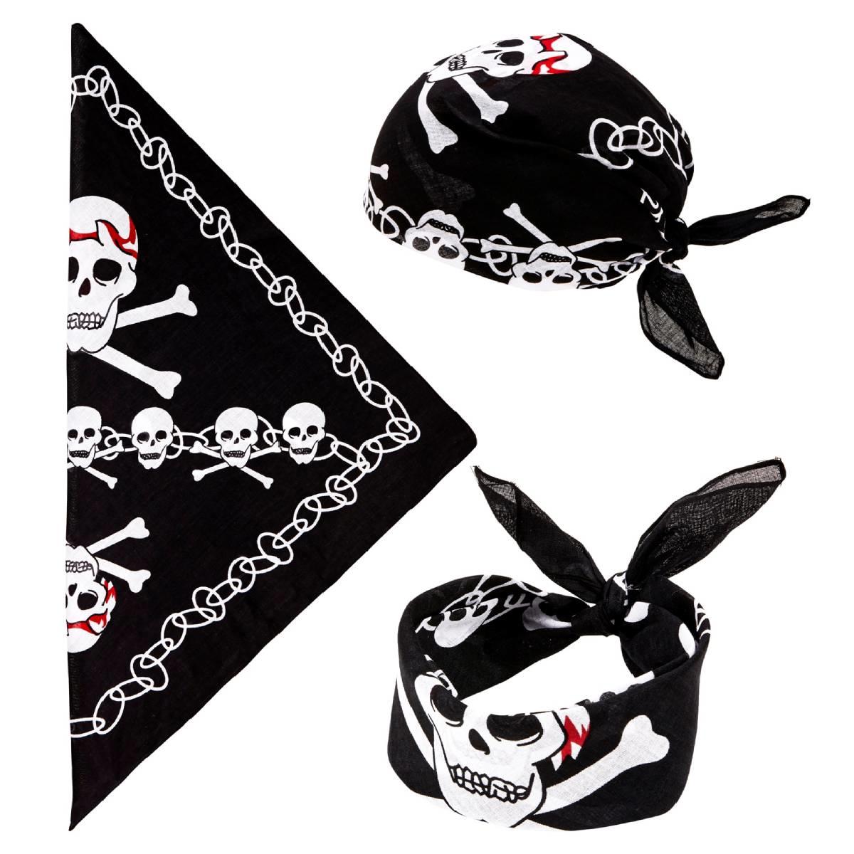 Unisex large skull bandana by Widmann 7147K available here at Karnival Costumes online party shop