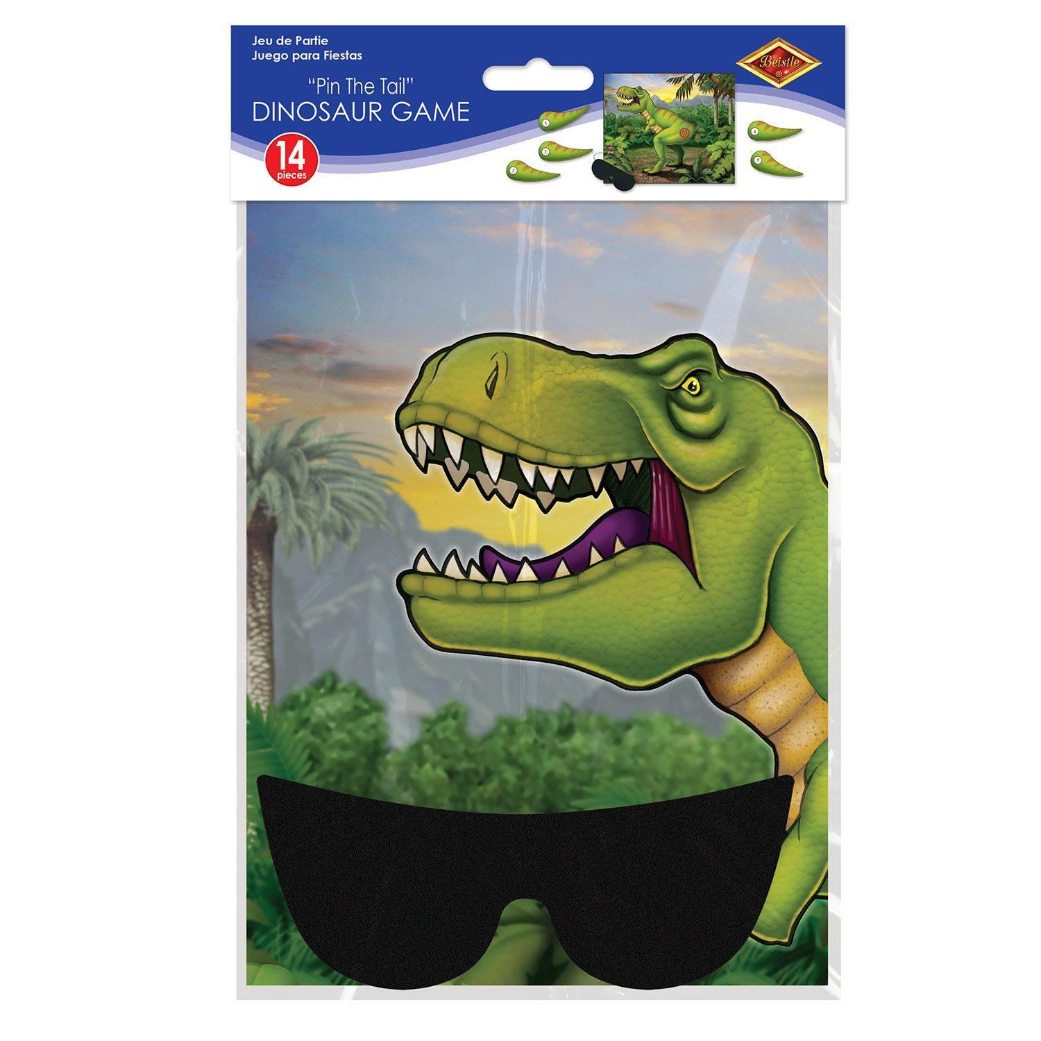 Packaging for our Pin the Tail on the Dinosaur Jurassic Park party game by Beistle 60856 available here at Karnival Costumes online party shop