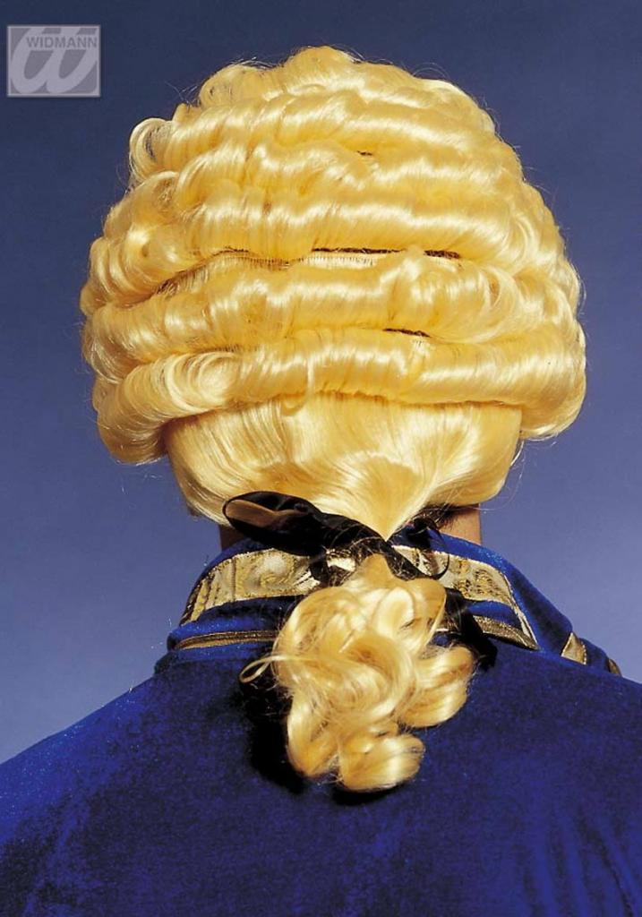 Rear view of our Marquis Wig which is available in blonde or brown at Karnival Costumes your fancy dress specialists