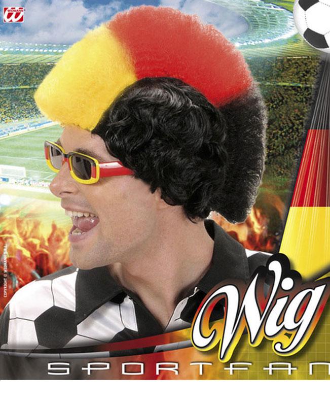 Mens Supporter German Wig in Black, Red and Yellow P0707 from Karnival Costumes
