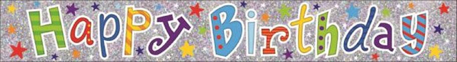 Holographic Foil Banner General Happy Birthday by Simon Elvin WB2072 available here at from Karnival Costumes party shop