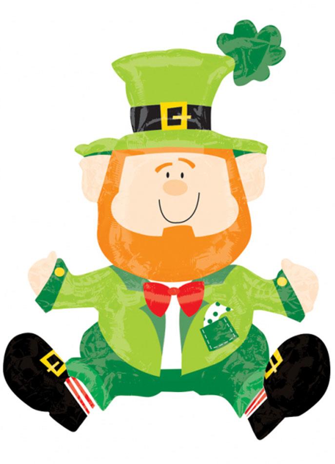Sitting Leprechaun Foil Multi Balloons for St Patrick's Day celebrations and parties by Amscan 2831301 available here at Karnival Costumes online party shop