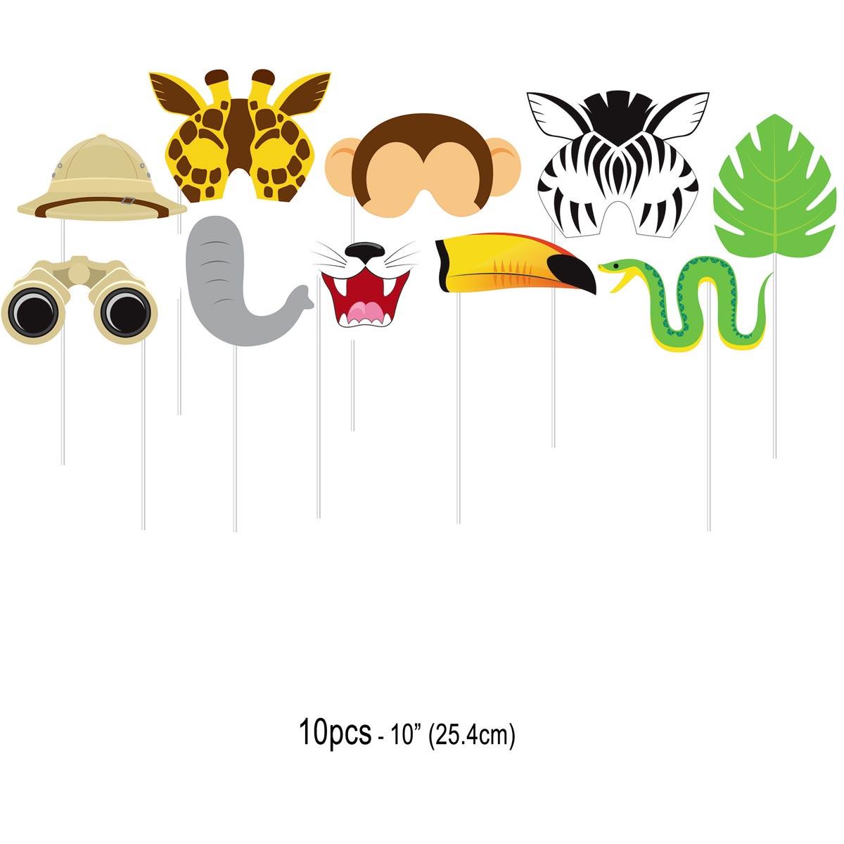 Pack of 10 great quality Jungle Photo Booth Props by Creative Party 324554 available here at Karnival Costumes online party shop
