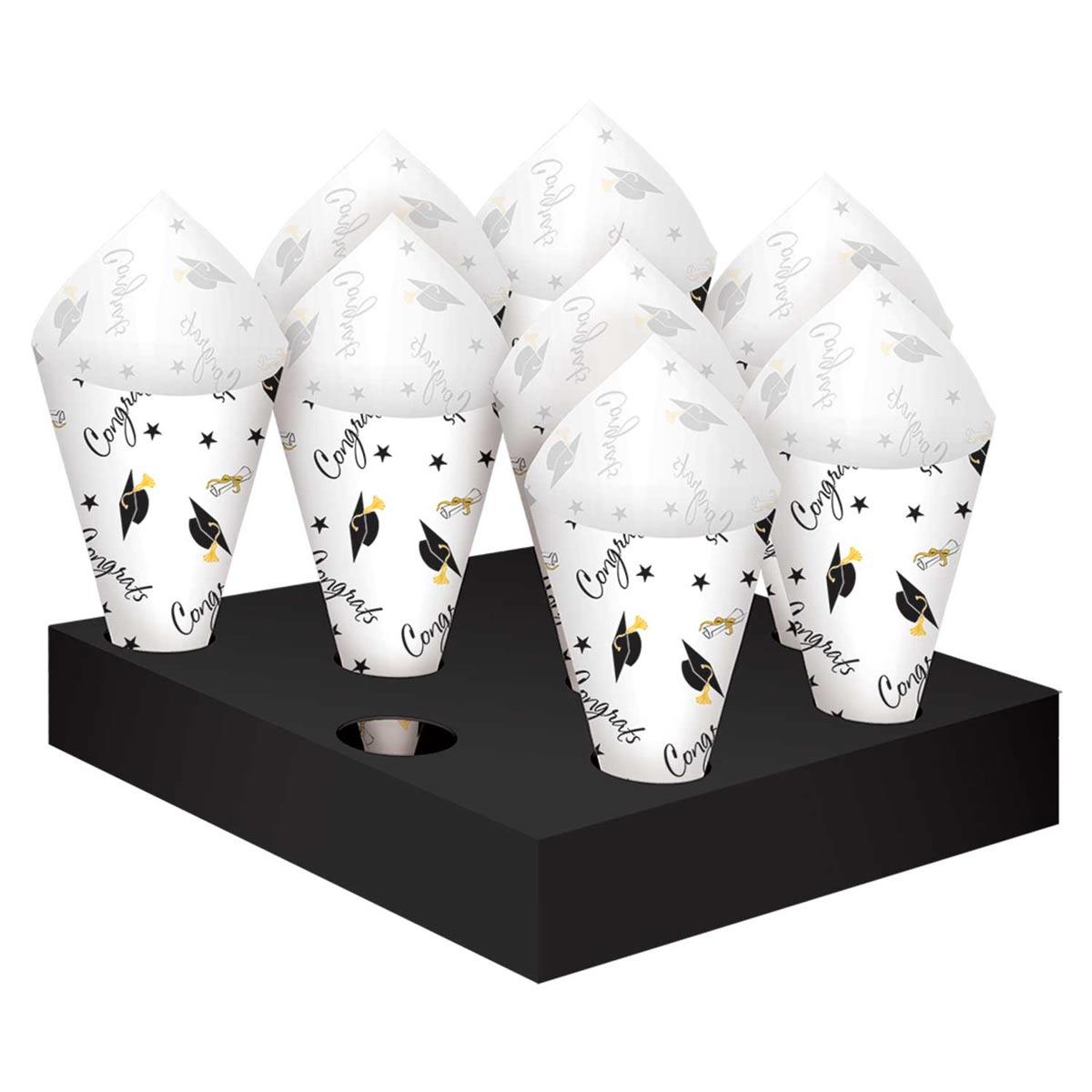 Graduation Congrats Snack Cones with Trays by Amscan 140217 available here at Karnival Costumes online party shop