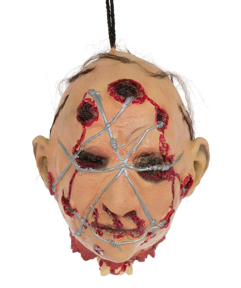 Head with Barbed Wire Hanging Prop by Bristol Novelties HI322 available here at Karnival Costumes online Halloween party shop