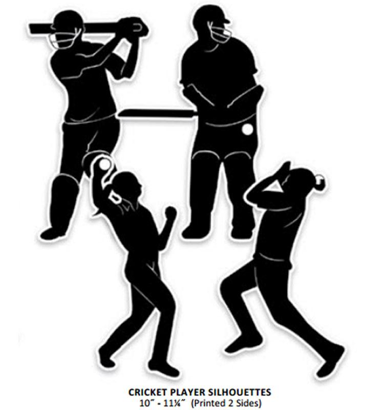 Pack of 4 Cricket Player Silouhette Cut Outs by Beistle 53734 available here in the UK at Karnival Costumes online party shop