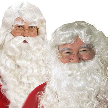 Santa beards and wigs plus facial hair from a huge collection of Father Christmas costume accessories available here at Karnival Costumes online party shop