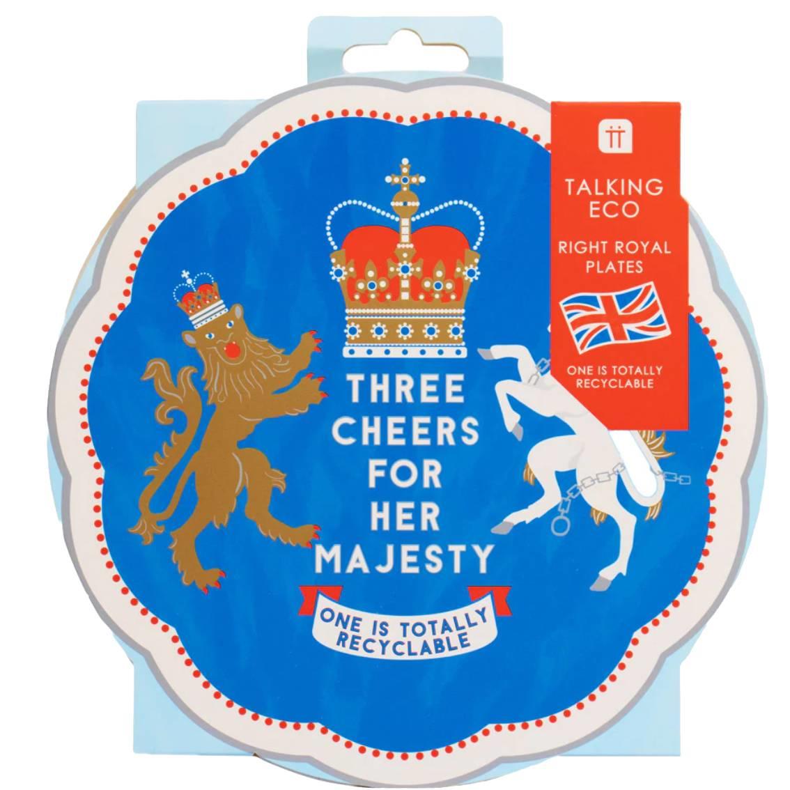 Right Royal Spectacle Recyclable Paper Plates pack shot by Talking Tables Royal-Plates available here at Karnival Costumes online party shop