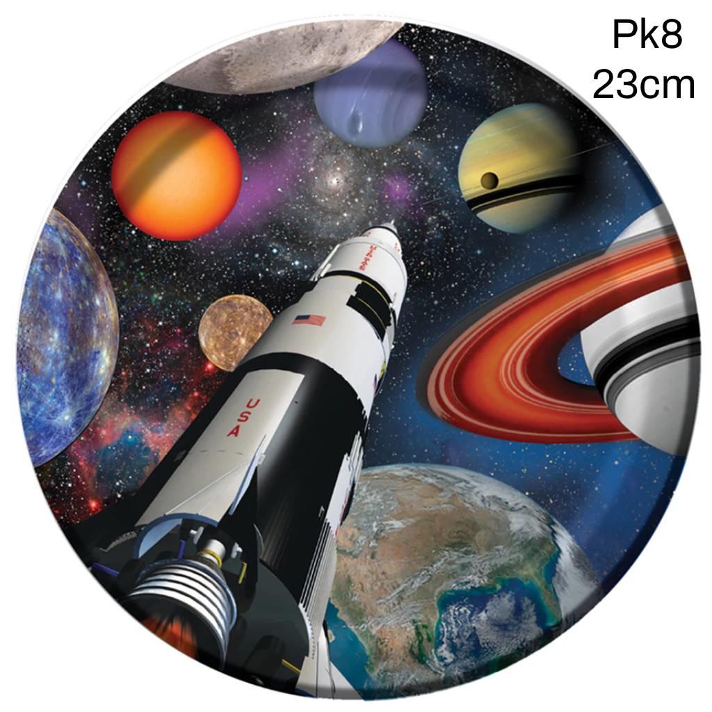 Pk8 Space Blast Sturdy Paper Party Dinner Plates by Creative Party 425533 available here at Karnival Costumes online party shop