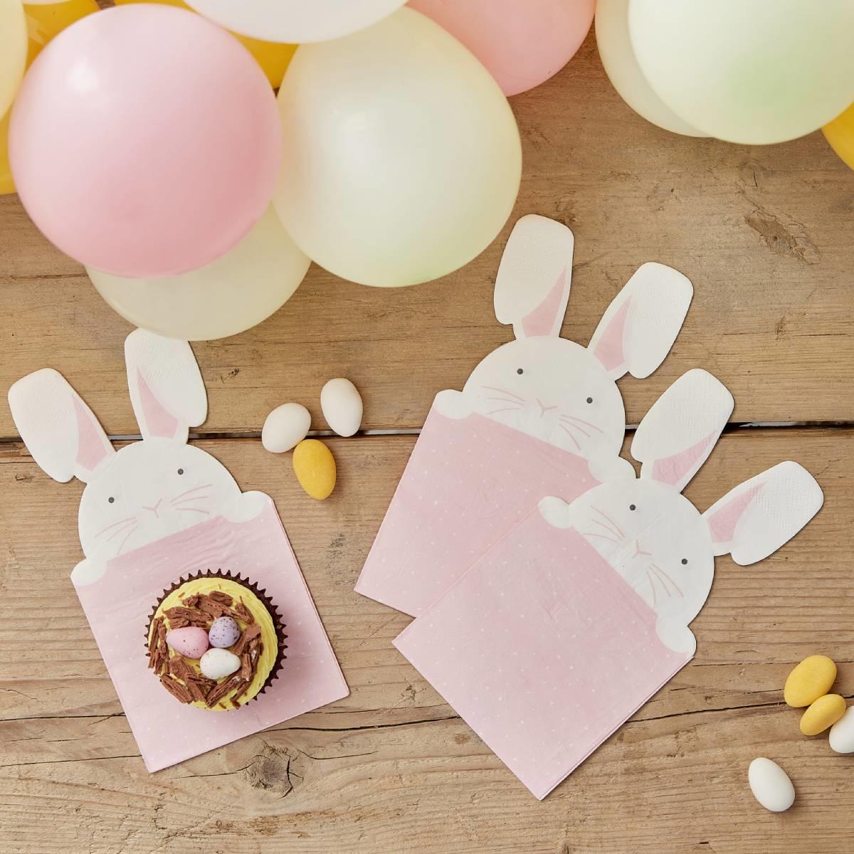 Reality shot for our Eggciting Easter Peeking Bunny Eco-Friendly Napkins by Ginger Ray EGG-213 available here at Karnival Costumes online party shop