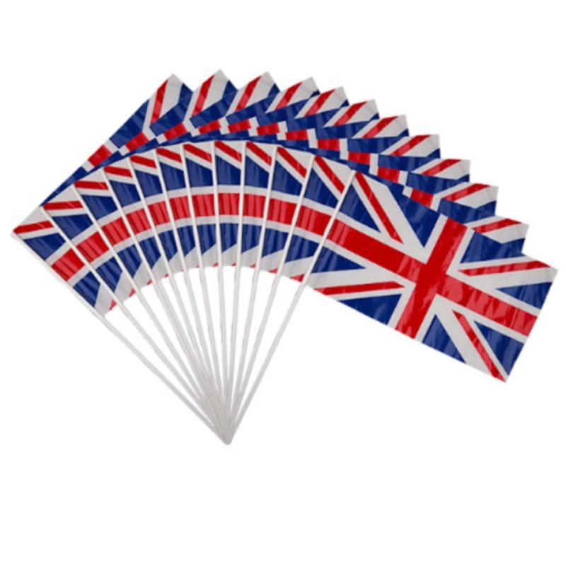 Dozen Union Jack Hand Waving Flags 30cm x 17cm by Wicked Costumes AC-9439 available here at Karnival Costumes online party shop