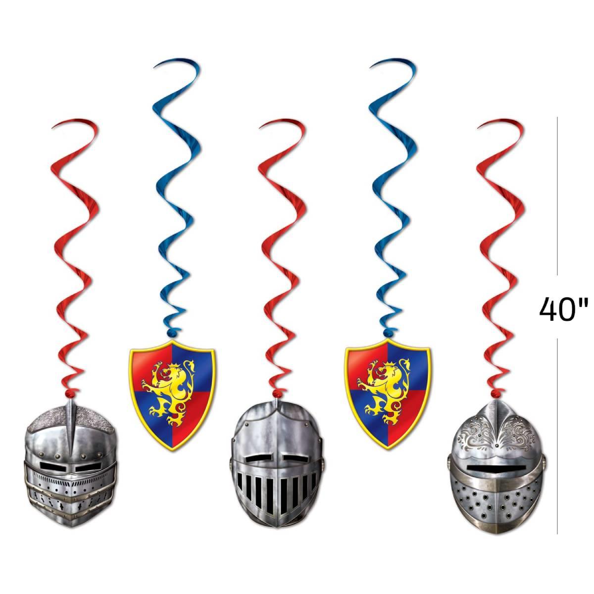 Pk5 40" long Medieval Hanging Swirl Decorations by Beistle 57611 available here at Karnival Costumes online party shop